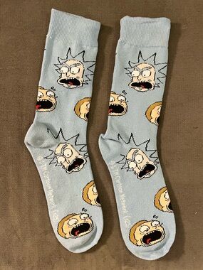 NEW RICK & MORTY Cartoon Network Socks Light Blue